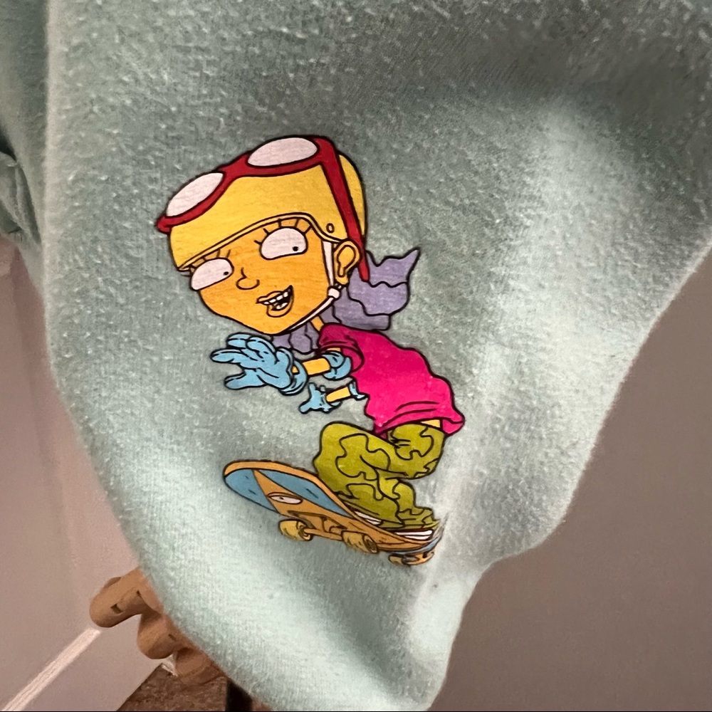 Nickelodeon Mint Green Hoodie Mixed Cartoon Characters S - Picture 12 of 16